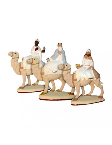 Santon pastel . Les trois Roi Mage à chameaux . Collection 7cm . Nouveauté 2018 .