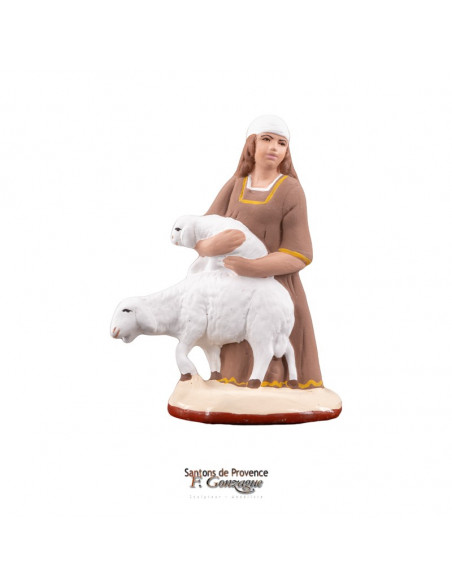 Santon Femme à l'agneau Collection 7cm