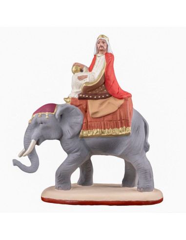 Santon Roi Gaspard sur éléphant Collection 12cm. Nouveauté 2021.