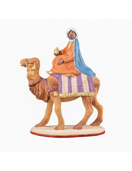 Santon  Roi Balthazar à chameau Collection 12cm. Nouveauté 2021.