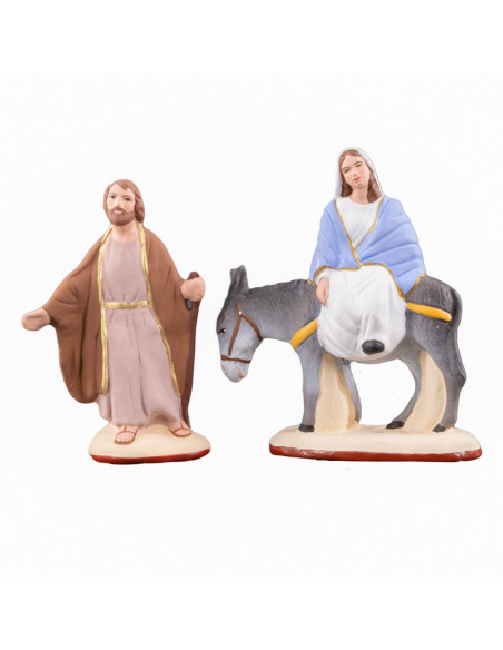 Santons de Provence  Saint Joseph et Marie sur l'âne collection 7cm . Nouveauté 2021