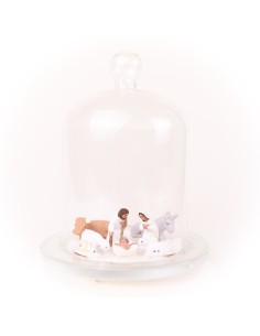 Santon de Provence Nativité dans cloche en verre  Couleur... 2