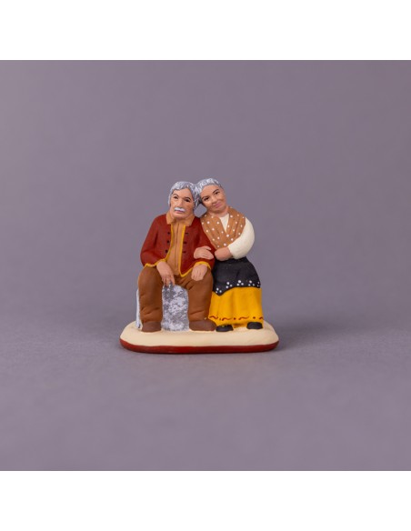 Santon  Couple assis au parapluie  Collection 7cm.