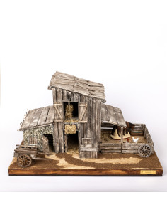 Grange de la maison dans la prairie  pour santon de...