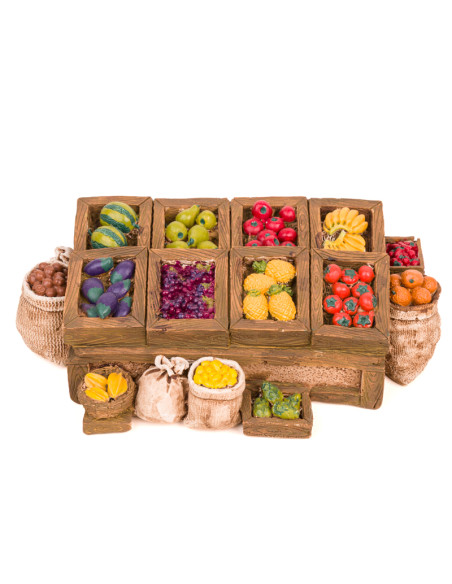 Accessoire pour santon de Provence Le banc de fruits et légumes – Collection 7 cm