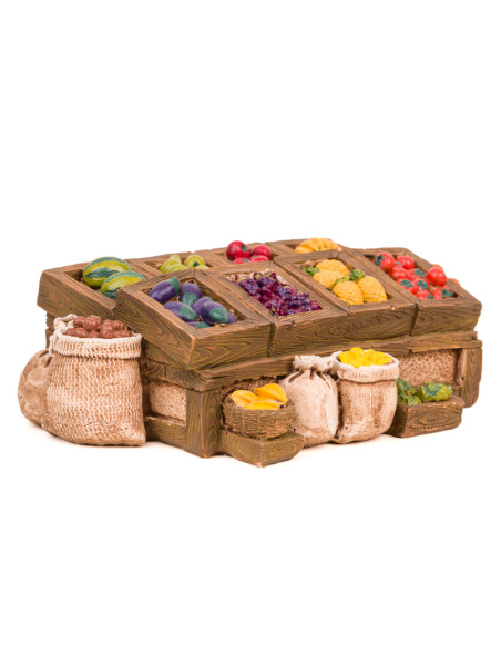 Accessoire pour santon de Provence Le banc de fruits et légumes – Collection 7 cm