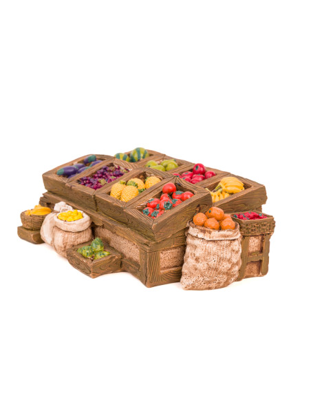 Accessoire pour santon de Provence Le banc de fruits et légumes – Collection 7 cm